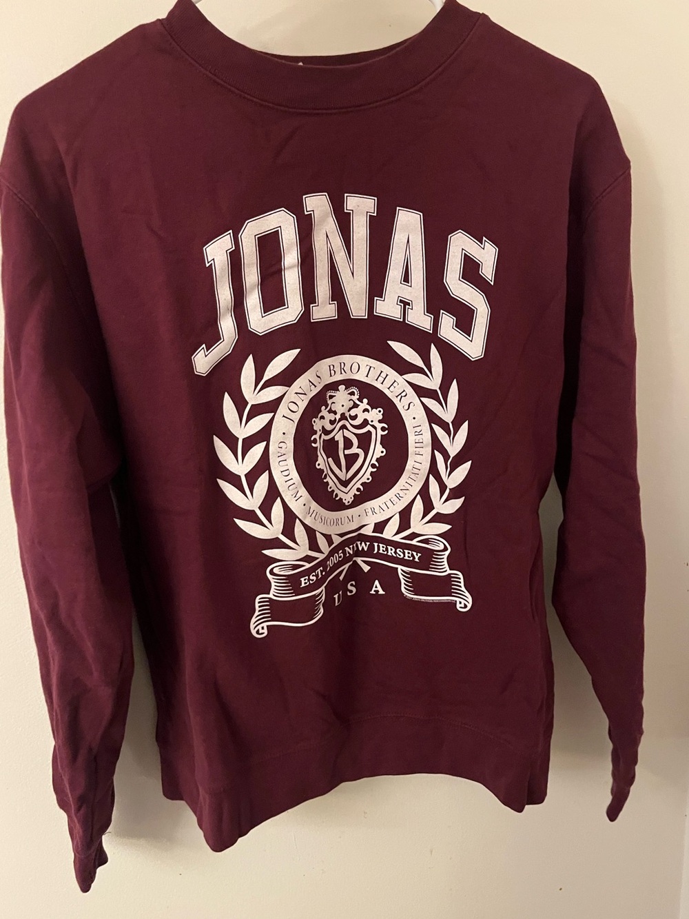2021 Jonas Brothers Official Concert Merch - Maroon Crewneck Pullover